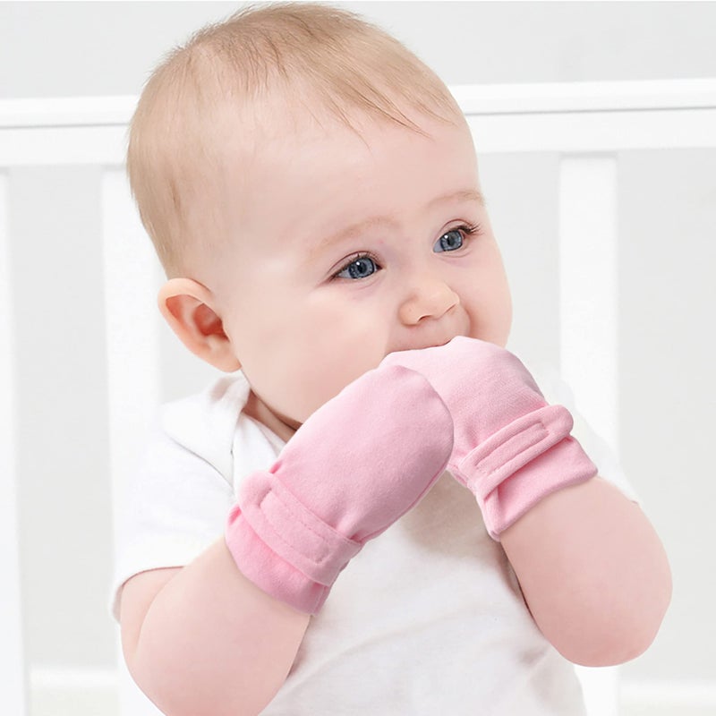 Reyow Newborn Baby No Scratch Mittens Stay On, 100% Cotton Breathable, Adjustable Infant Gloves for Baby Boys Girls Mittens - Image 4